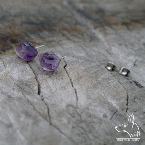 Ametystové náušničky - rough crystal — foto 1