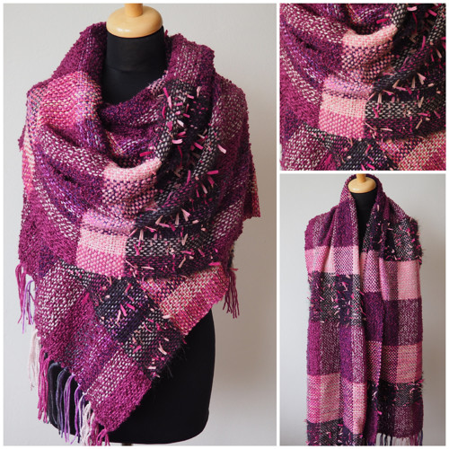 Střapatá ostružina - ručně tkaná maxišála/pléd — foto 1