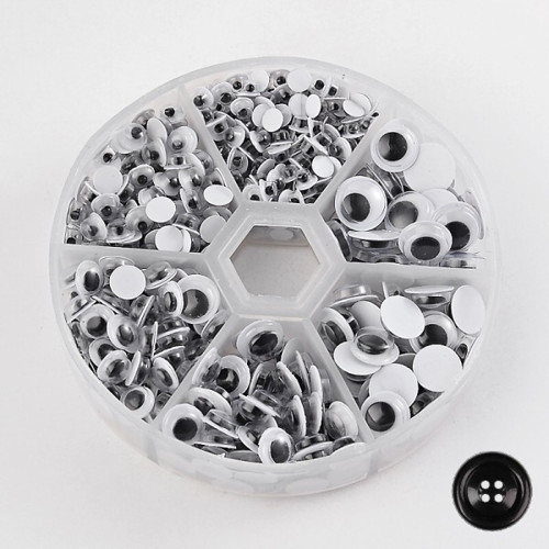 Pohyblivé oči kruhové, pr.4-9mm (1box) - mix vel.