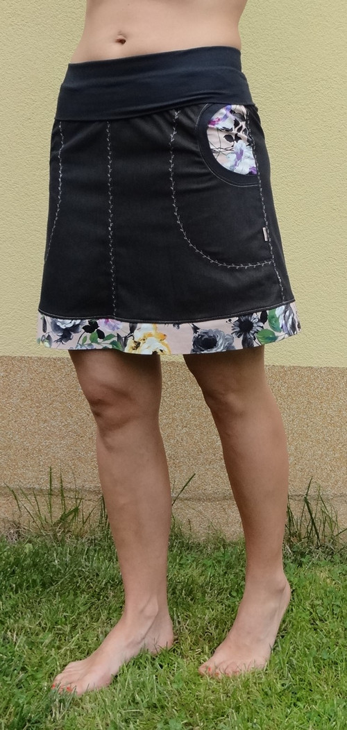 Riflová černá sukně — foto 1