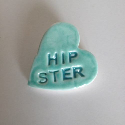 HIPSTER HEART love srdce porcelánová brož