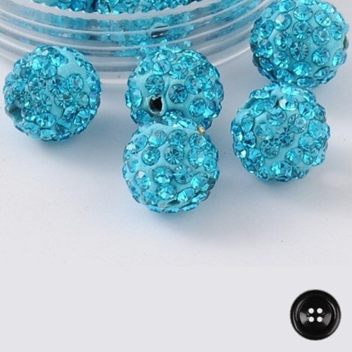 Korálky Schamballa pr.10mm (2ks) - akvamarín