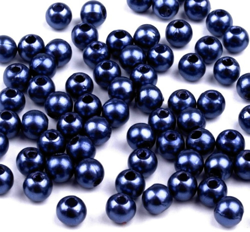 Plast. voskované perle tmavě modré 4 mm - 100 ks