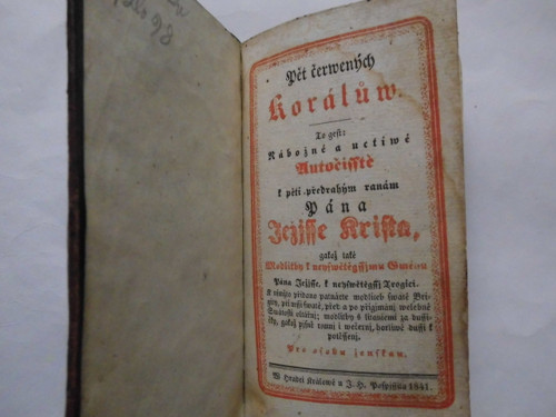 Pět čerwených korálůw (modlitební kniha z r. 1841)