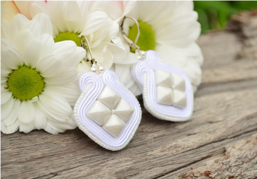 Soutache Svatební Náušnice + Dárková krabička — foto 1