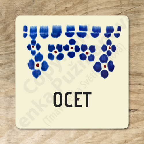 Ocet – samolepka na kořenku