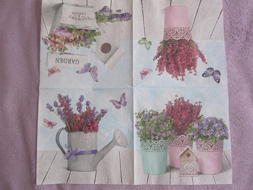 Ubrousek na decoupage Levandule a květiny