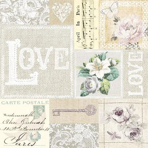Ubrousek na decoupage Love square, 1ks