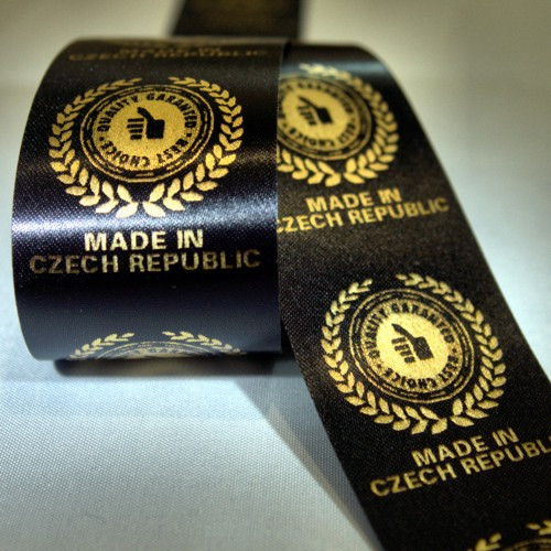 30x70 mm satenová etiketa TTP černá + zlatá 100ks