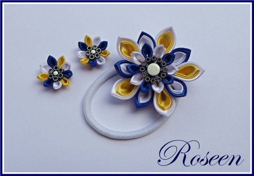 Kanzashi gumička a náušnice na přání — foto 1