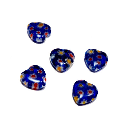 Millefiori SRDÍČKA modrá tmavá 10mm 6ks — foto 1