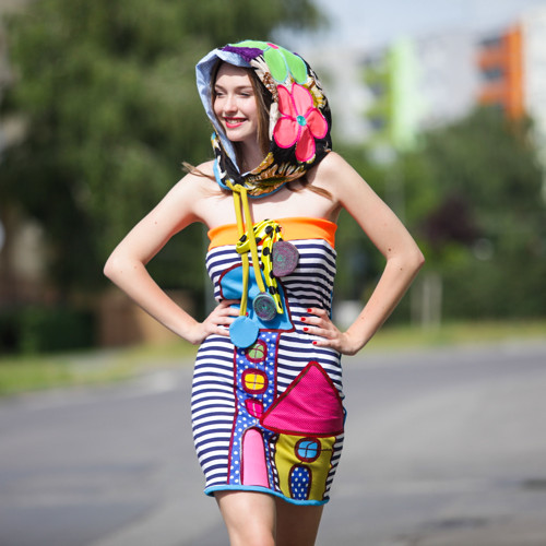 Origo šaty domček pasik mini CC — foto 1