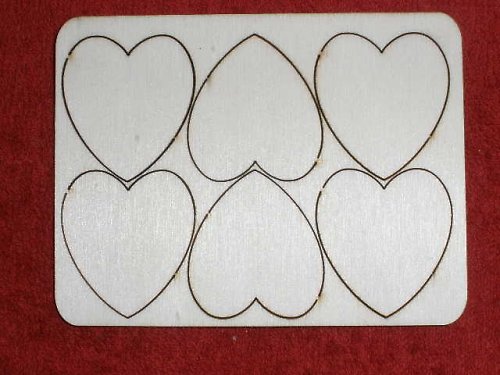 Výřez SRDÍČKO 6ks v sadě- V.4x3,8cm