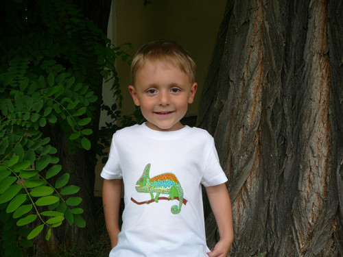 Pískací tričko - chameleon — foto 1