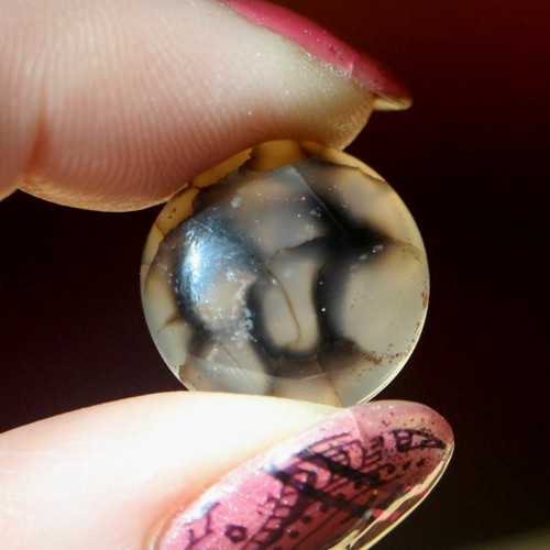 Kabošon - Achátový bochánek 16x6 mm béžový