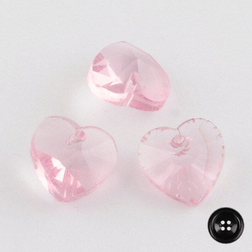 Přívěsek broušený Srdce 10x10mm (4ks) - růžová