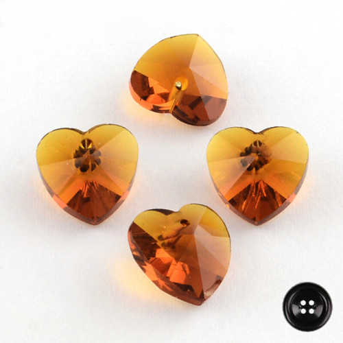 Přívěsek broušený Srdce 10x10mm (4ks) - hnědý med