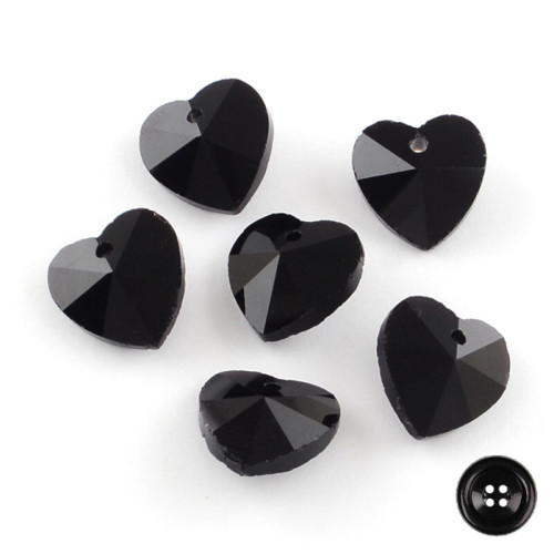 Přívěsek broušený Srdce 10x10mm (4ks) - černá