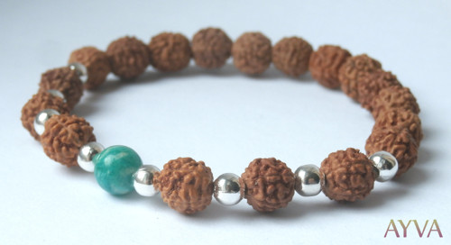 Náramek Rudraksha s amazonitem — foto 1
