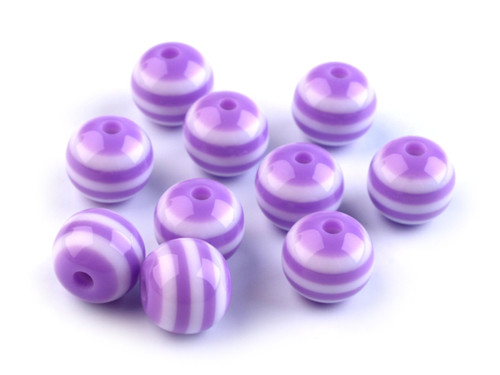 Plastové korálky s proužkem Ø10mm 4ks