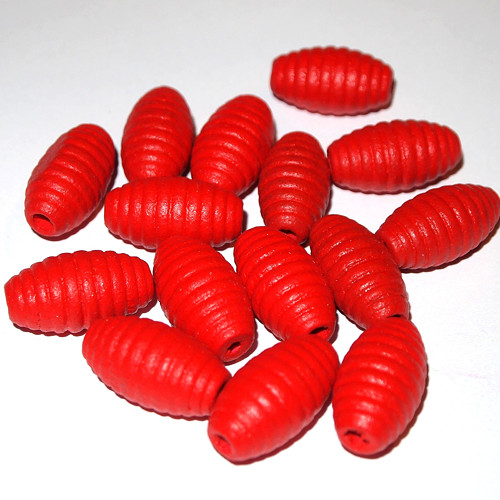 Dřevěné korálky-vroub. válečky 25x14mm (cena 15ks)