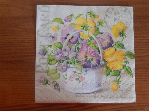 Ubrousek na decoupage - macešky, post card