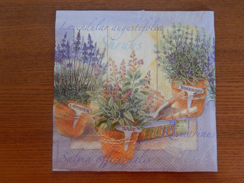 Ubrousek na decoupage - levandule a bylinky