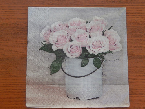 Ubrousek na decoupage - vintage růže v bandasce
