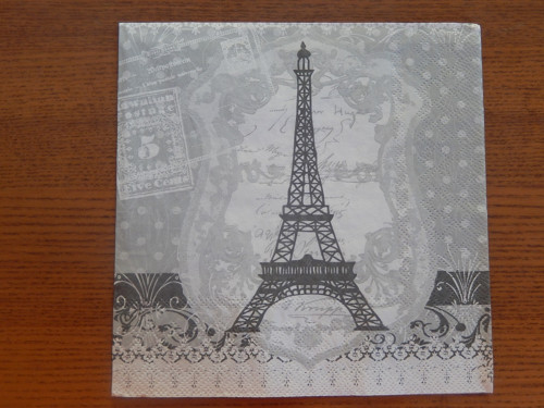 Ubrousek na decoupage - černobílá Eiffelova věž