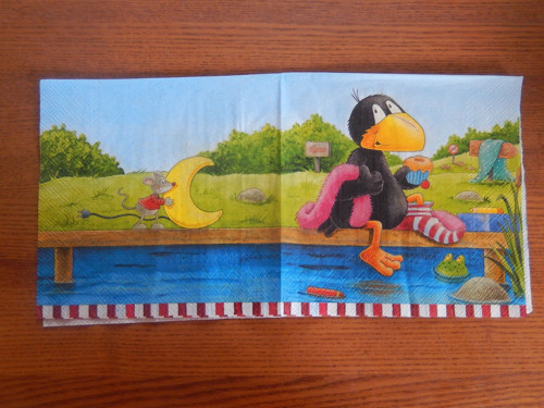 Ubrousek na decoupage - havran u vody