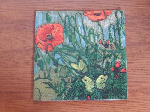 Ubrousek na decoupage - Butterflies and poppies