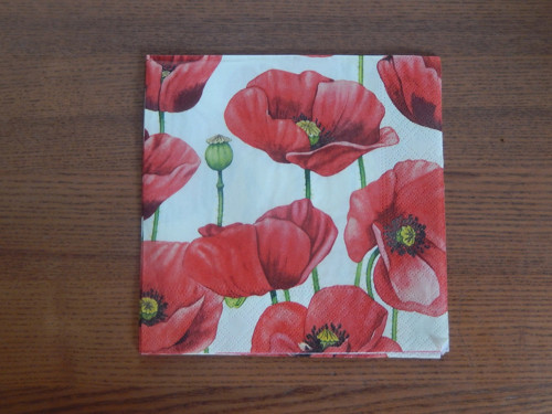 Ubrousek na decoupage - vlčí máky na béžové