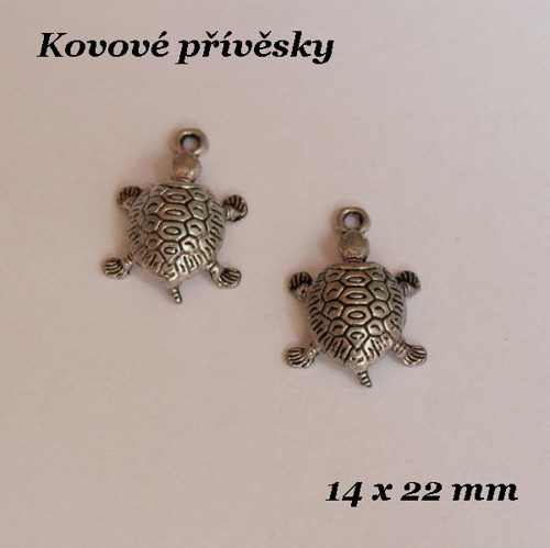 Přívěsek želva, 14x22mm, 2ks — foto 1