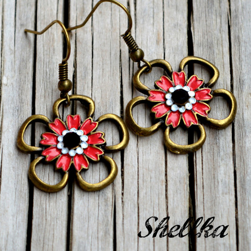Náušnice ,,RED FLOWERS,, — foto 1