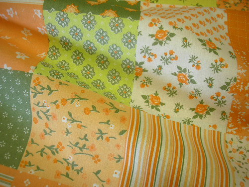 Látka - ORANŽOVÝ PATCHWORK — foto 1
