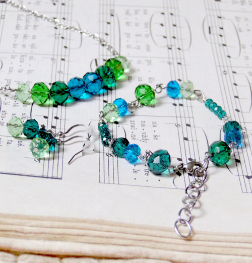 Blue-Green Swarovski & Stainless Steel Set