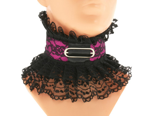 Dámský obojek s krajkou v gothic stylu 0800D