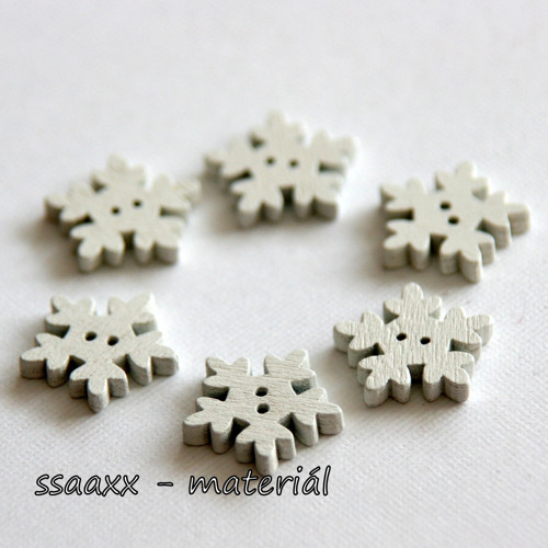 Dřevěný knoflík ~ 18mm ~ vločka ~ 5ks