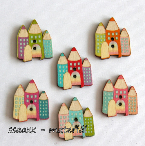 Dřevěný knoflík ~ 30 mm ~ pastelky