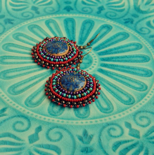 Pottery earrings n.3 - vyšívané náušnice — foto 1