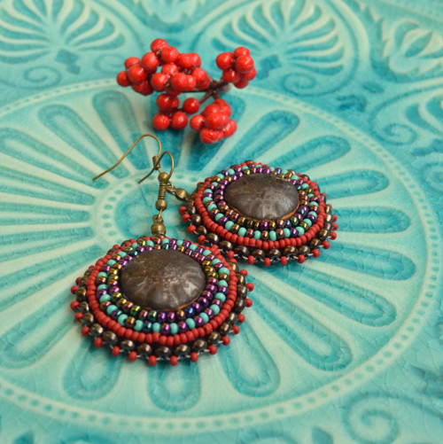 Pottery earrings n.5- vyšívané náušnice — foto 1