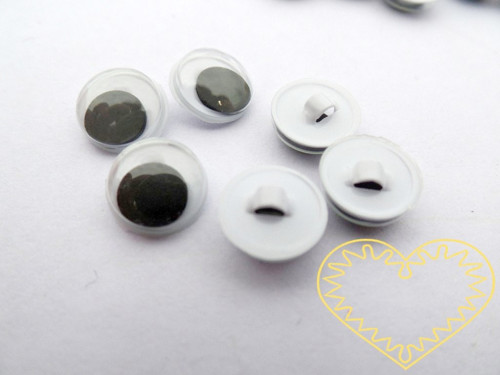 Plastové oči kulaté 8 mm s očkem k přišití -100 ks