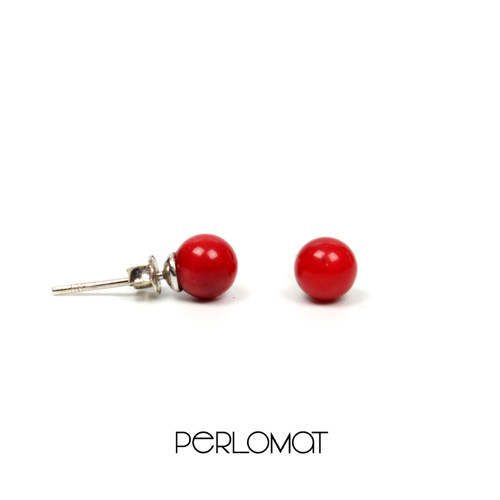 Malé korálové pecičky červené 6 mm, Ag 925