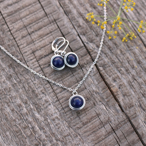 Nebeská • lapis lazuli, chir. ocel — foto 1