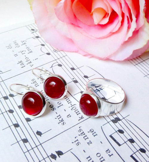 Elegant Red Jade Set / Set s červeným jadeitem
