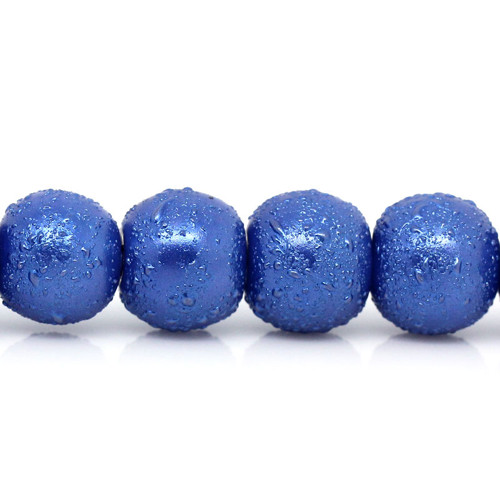 Vroubkované voskové perly/ modrá tmavá/ 8mm