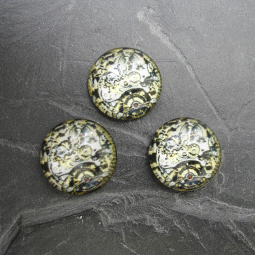 Skleněný kabošon 14mm - motiv strojku H06 - 1 ks