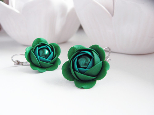 Deep emerald, visací náušnice. Pouze jeden kus! — foto 1