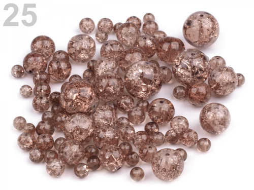 AKCE! Skleněné praskačky mix Ø6-18mm(50g)-hnědá