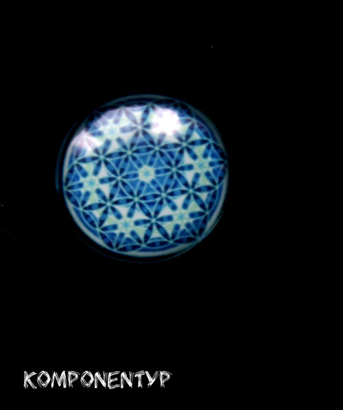 Skleněný kabošon Modrý 2, mandala, 20 mm